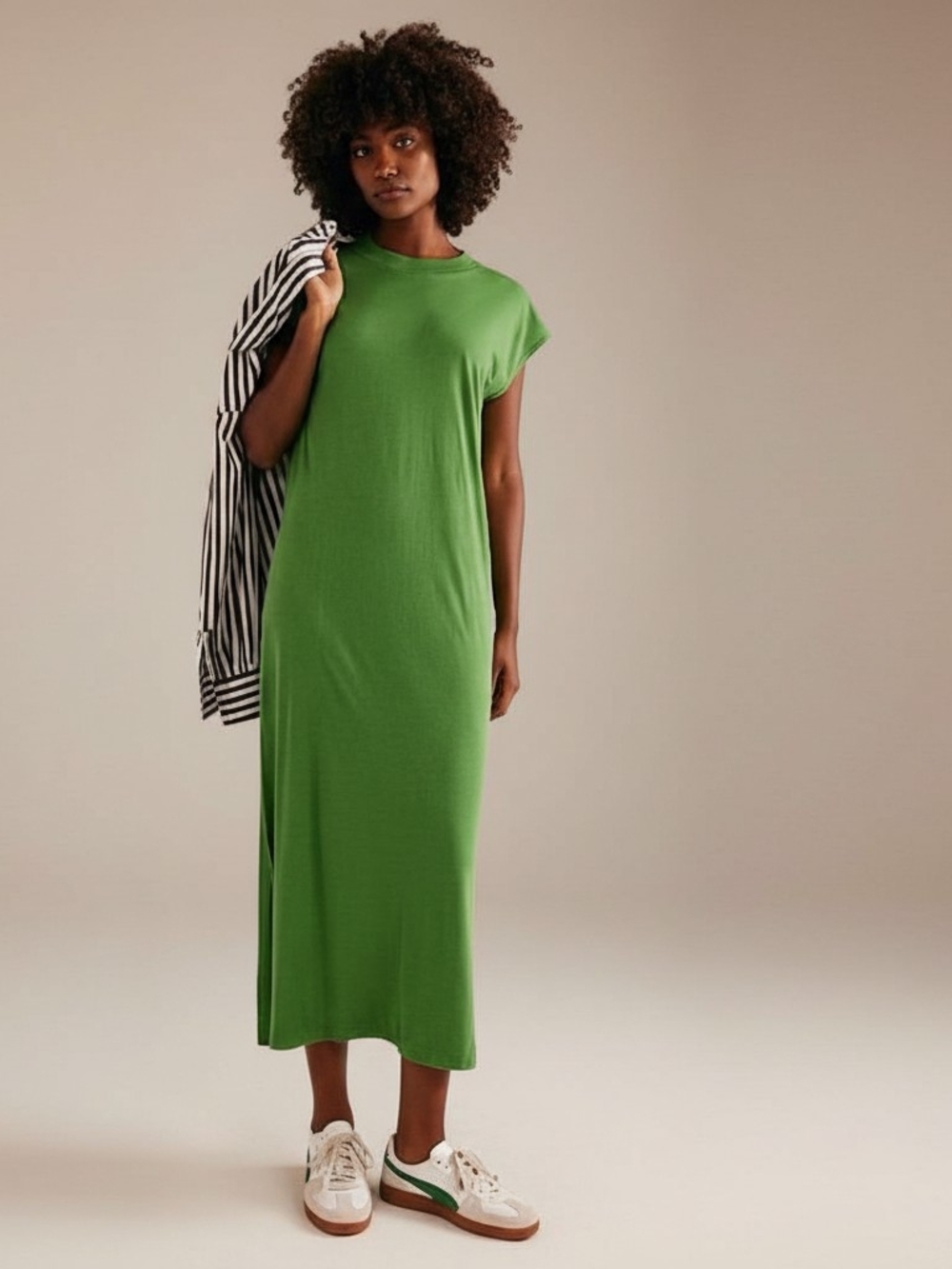 Green Cap-Sleeve Maxi Dress — Lightweight Everyday Maxi